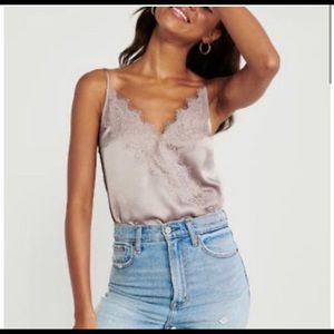 Abercrombie & Fitch Satin and Lace Bodysuit, Size Small.